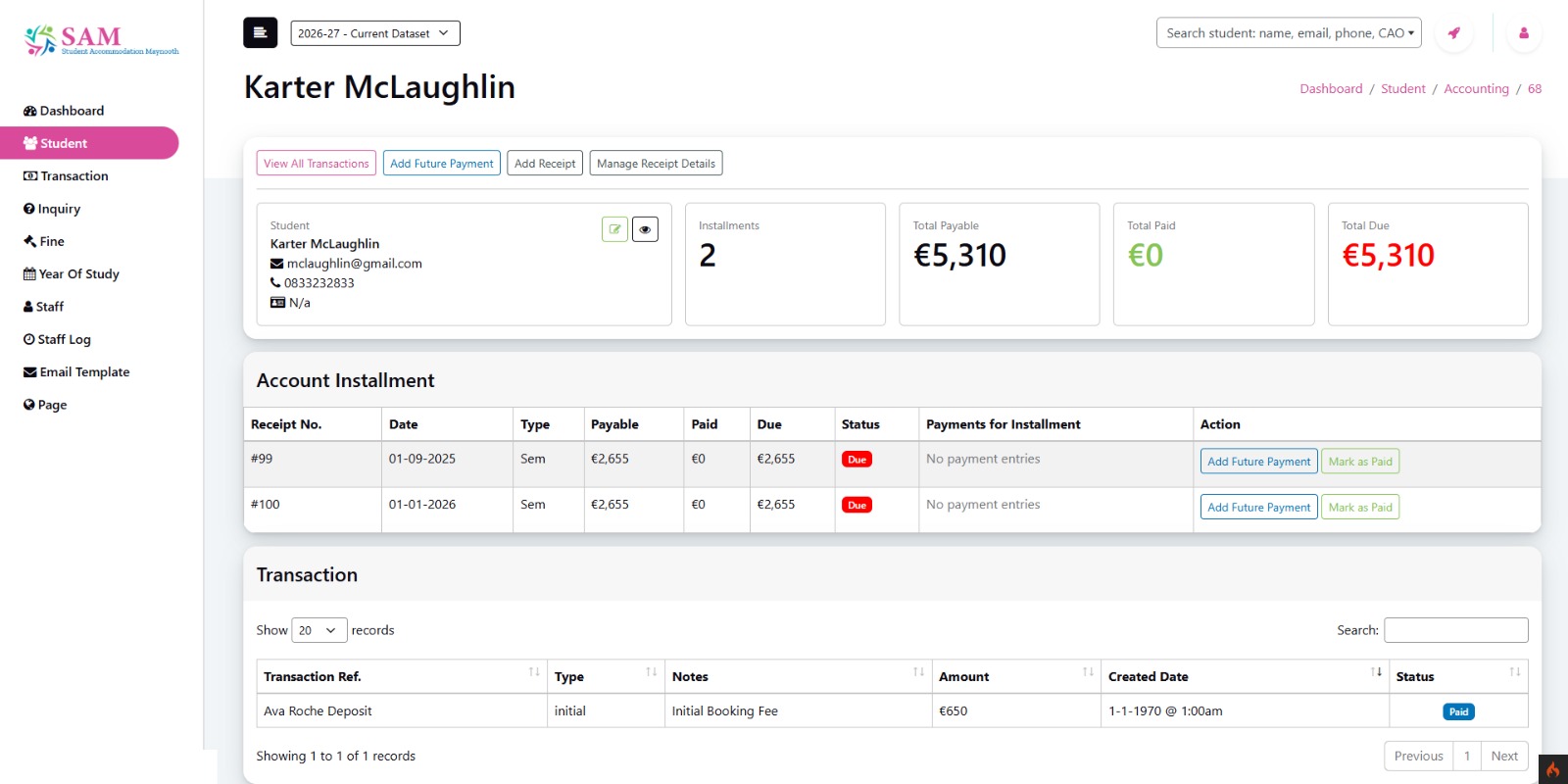 Payment settings screenshot